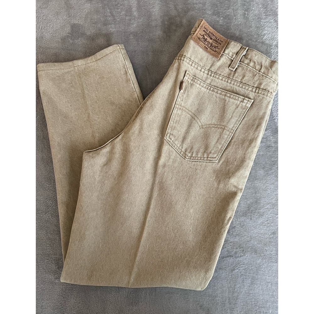 Vintage Levi's 540 Jeans Men's W40 L32 Loose Fit Tapered Made in USA Khaki Tan
